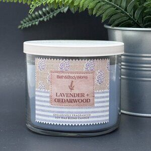 BBW Lavender & Cedarwood Bath & Body Works 3 Wick Candle